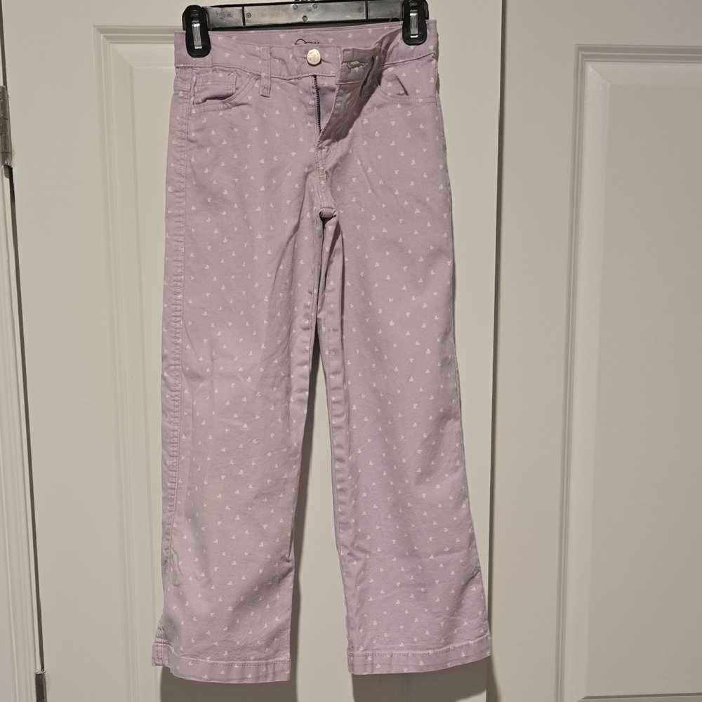 Lavender White Polka Hearts Jeans - Girls Size 10